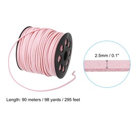 PATIKIL Suede Leather Cord 2.5mm 98 Yard, Faux Suede Cord Flat Leather String with Roll Spool for Necklace Bracelet Beading Jewelry Making, Light Pink
