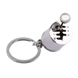 Oumefar Transmission Key Ring, Creative Car Gear Lever Model Key Ring Made of Metal Alloy Key Rings in the Shape of Car Parts (Silver)
