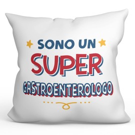 Mugffins Kissen mit Füllung mit Spruch für Arzt FÜR VERDAUUNGSMEDIZIN - Auf Italienisch - Sono Super - 40 x 40 cm - originelles und lustiges Geschenk Mitarbeiter