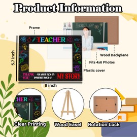 TIRYWT Teacher Picture Frame, Thank You Appreciation Gifts for Women Men, Back To School Gift, Teacher's Day Birthday Gift Photo Frames with Easel Stand 4x6 In for Tabletop Display -R09