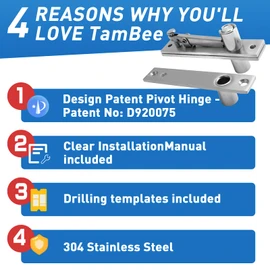 TamBee Pivot Door Hinge Hidden Door Hinges for Secret Door 304 Stainless Steel Hidden Bookcase Hinges with Door Ball Catch