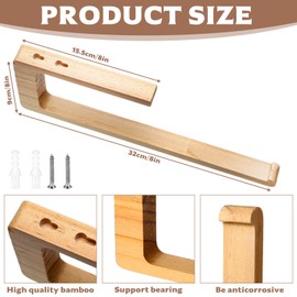 2 Pcs Wooden Kitchen Roll Holder Under Cabinet Wall Mounted, Paper Towel Holder Under Cabinet Cupboard, for Bathroom Kitchen Paper Roll Rack, Drilling, with Accessories