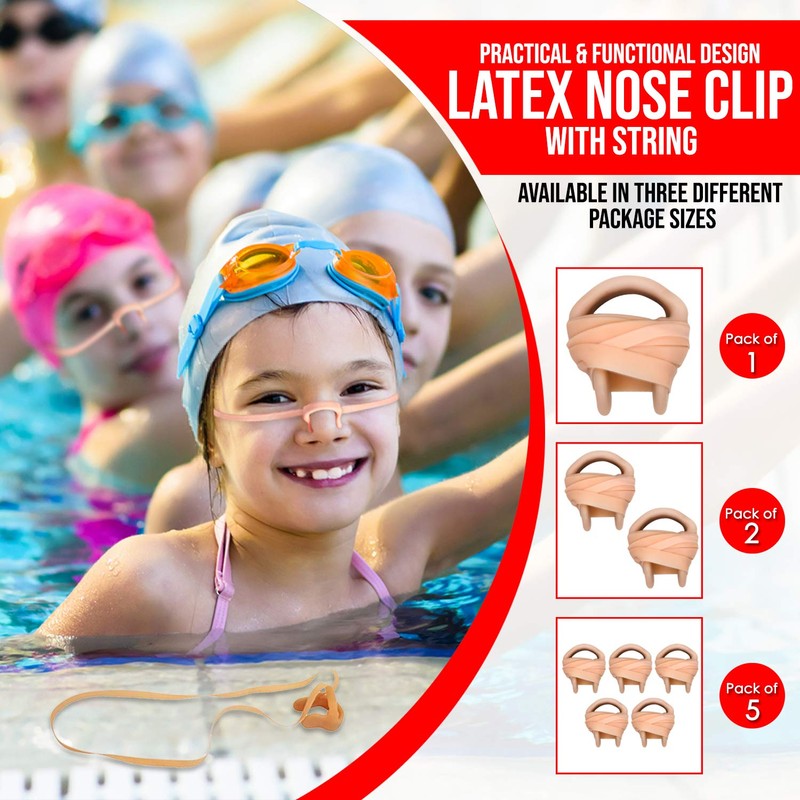 Splaqua Swimming Nose Clip with String - Comfortable Soft Latex
