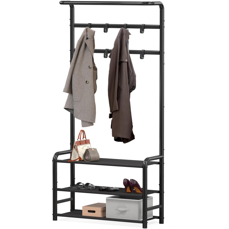 SIMPLE HOUSEWARE Coat Rack with Storage Shelf, Freestanding Hall Tree