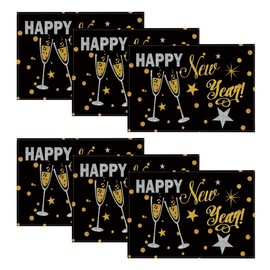 Artoid Mode Happy New Year 2026 Place Mats Set of 6, Winter 30 x 45 cm Holiday Placemats Washable Place Mats Kitchen Party Decoration