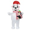 eLUUGIE Inflatable Polar Bear Holding Penguin Christmas Inflatable Penquin Costume