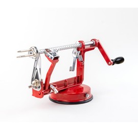 Apple peeler and corer with Powerful Suction base Apple peeler slicer corer with stainless steel blades for pears potato peelers (Dark Red, Suction)