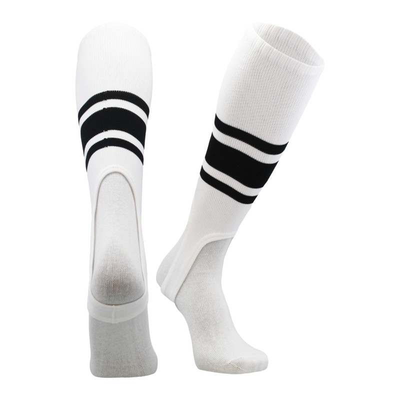 TCK Striped Baseball Stirrups Pattern C (White/Black, Large)