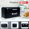 Plexon Black Bread Box for Kitchen Countertop with Lid, Metal