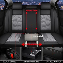 DISUTOGO Seat Cover Fit for Honda HR-V 2016-2025 2026-5 Seat Full Set Car Seat Covers Leather Waterproof Breathable Seat Cover Protectors Comfort (2 Row 5 Seats, Black & Grey)