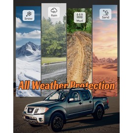 Car Floor Mats for Nissan Frontier Crew Cab: 2008-2021 All Weather Automotive Floor Liners Tray Mat Full Set Accessories, Cutsom Fit for Frontier Interior Black Rubber Accessory