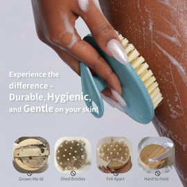 BEAUTAIL 4 Pack Body Brushes Gentle Exfoliating Shower Bath Brush, Soft Bristle Scrubber for Sensitive Skin Women Men, Non-Slip Hand-Clip, Durable and Long Lasting (2pcs Blue+2pcs Gray)