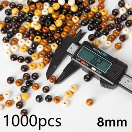 Baiinjiene 1000pcs 8mm Wooden Beads for Crafts, Large Hole Wood Beads Bulk, Natural Round Wood Spacer Beads for Jewelry Making, Hair Braids, Macrame DIY, 5 Colors(8mm)