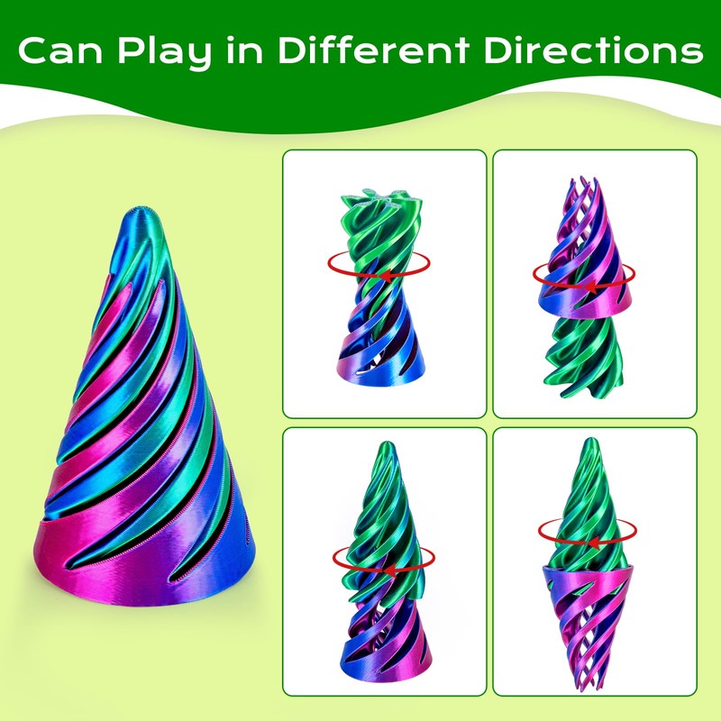 3Dgenius 6 Pack Spiral Cone Fidget Toys 3D Printed Spiral