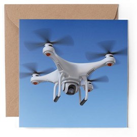 1 x Greeting Card - Drone Quadrocopter Flying Camera - Blank Birthday Celebration Anniversary #50785
