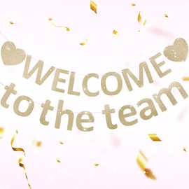 Pre-Strung Glitter Welcome to the Team Banner Welcome Banner Welcome Decorations for Office New Hire Events Corporate Onboarding & Team Building Parties (Champagne Gold)