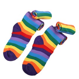 PRETYZOOM Rainbow Strips Arm Warmers Thigh High Socks Women Girls Colorful Fingerless Gloves Comfortable Fit