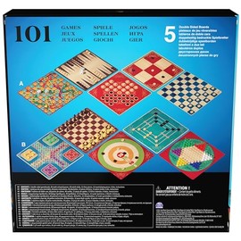 Spin Master Games Cardinal, 101 Juegos, Juegos de Mesa clásicos, 5 tableros de Doble Cara con ajedrez, Damas, Backgammon, Dados y Muchos más, para... 
