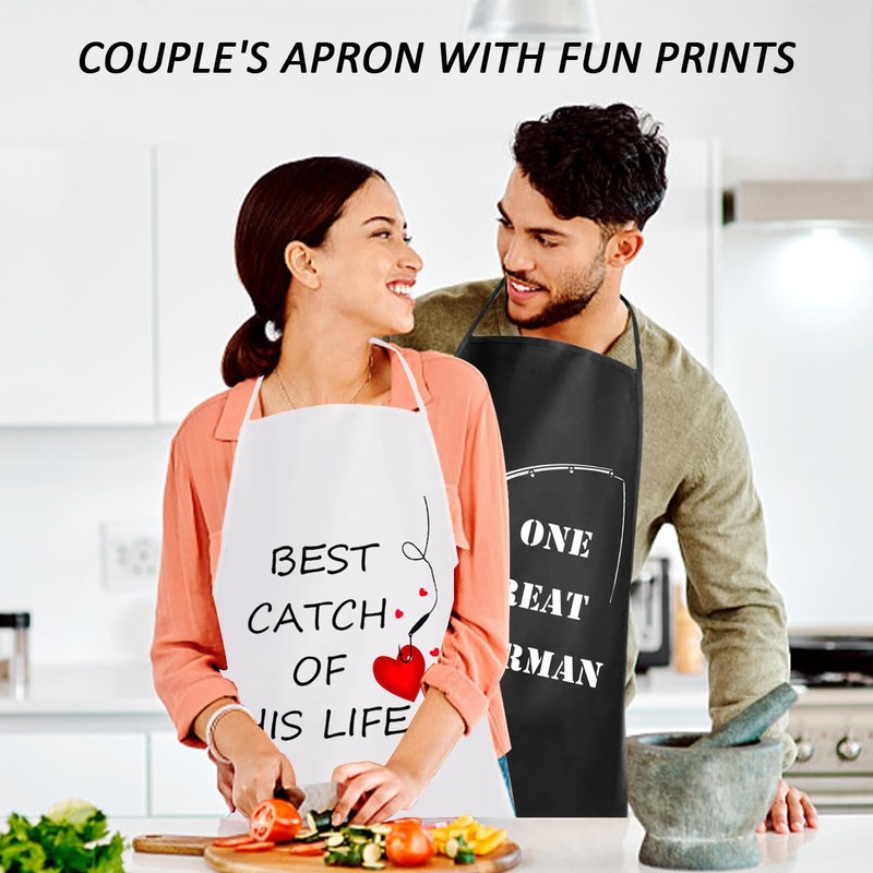 DHSBGWSX 1 Set Printed Couple Aprons, Wedding Gifts, Baking Aprons