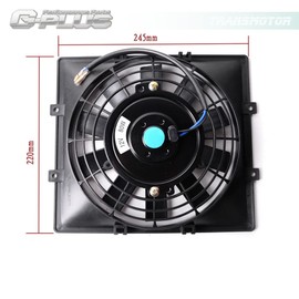 G-PLUS Universal 7" Slim Pull Push Engine Oil Cooler Radiator Cooling Fan 12V 80W Mount Kit,Black 1PCS
