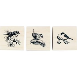 Inkadinkado Winter Birds Wood Stamp for Arts and Crafts 3 Pc. 1.5'' W x 1.5'' L