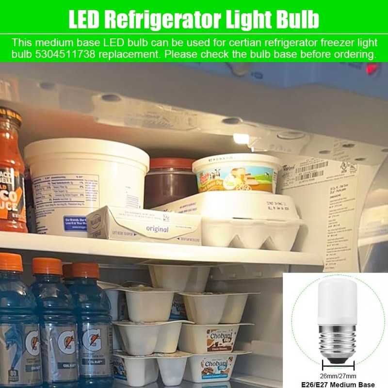 Makergroup 5304511738 LED Light Bulb Refrigerator for Frigidaire, E26 E27