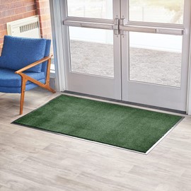 Consolidated Plastics Economy Indoor/Outdoor Entrance Floor Mat with Non-Slip Rubber Backing, Absorbs Water, 18 Oz Heavy Duty Carpet Rug Commercial Grade (3' x 10', Green)