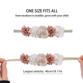 QEQSHQO 2 Pieces Baby Headband, Elastic Hair Band, Hair Accessories, for Newborn Toddlers, Baby Girl Headbands, Soft Newborn Toddler Hair Accessories