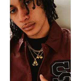 U7 Fitness Necklace 18K Gold Plated Chain Workout Barbell Pendant for Men