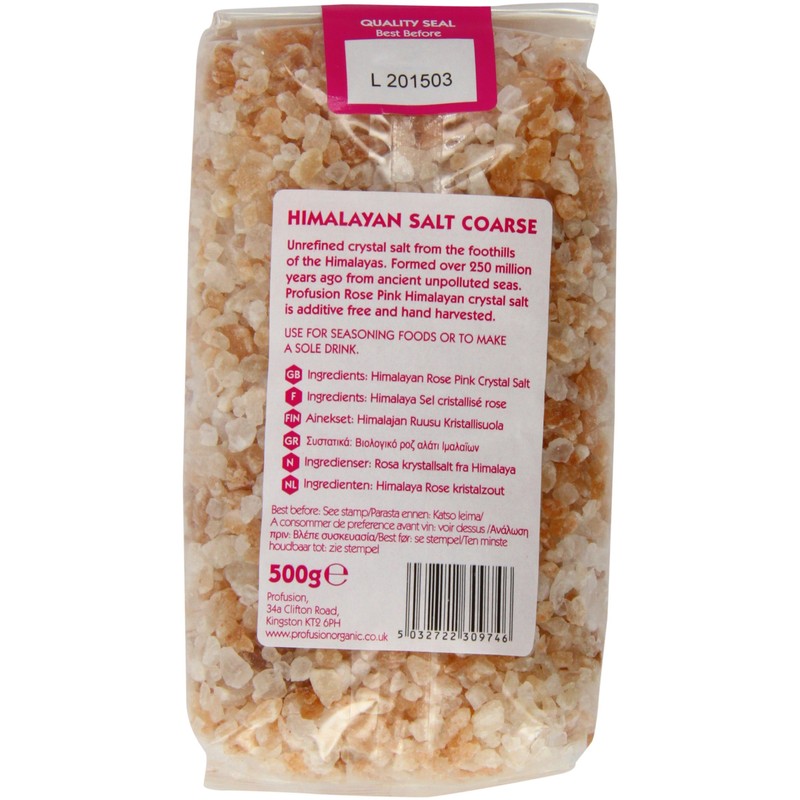 Profusion Organic Himalayan Rose Pink Crystal Salt Coarse, 500g