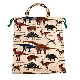 erkaneko Layla Bag Store Gymnastics Clothing, Dressing Bag, Dinosaur Beige, Handle Included, Drawstring, beige