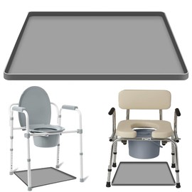 Bedside Commodes Mat Portable Bedside Toilet Mat with Raised Edge, Under Commode Chair Mat Non-Slip Recycle Commode Toilet Pad Waterproof Floor Protector, Silicone Mat for Porta Potty, 23.6"X19.7"