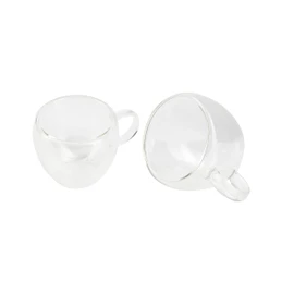 BERGNER - Set mit 2 Bechern à 100 ml, doppelwandig - Borosilikat - Für Kaffee- und Teeliebhaber - Leicht zu waschen - Mikrowellen- und spülmaschinenfest