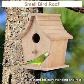 HERCHR Bird Feeder House, Hanging Bird House for Painting, Unfinished Small Hanging Wooden Bird Woods for Parrots Budgies Small Birds, 17 x 14 x 12 cm