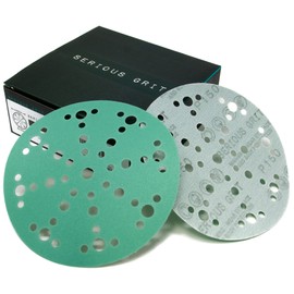 Serious Grit - 6-Inch 49-Hole 150 Grit Sanding Discs - Heavy-Duty Hook & Loop Film Discs - Sandpaper for Random Orbital Sanders - 50 Pack Box