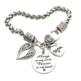 Remembrance Jewelry Memorial Bracelet Sympathy Gift for Loss Loved One In Memory of Mom Sympathy Gift You Are Always In My Heart Remembrance Jewelry for Women (Mom)
