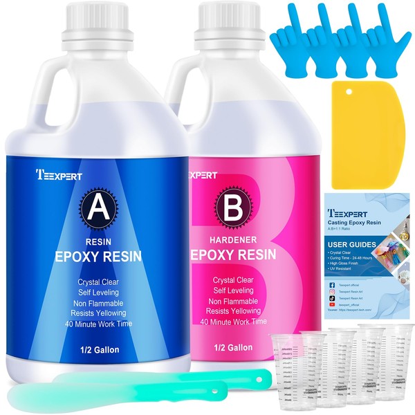 Teexpert Epoxy Resin Crystal Clear: 1 Gallon Epoxy Resin Kit