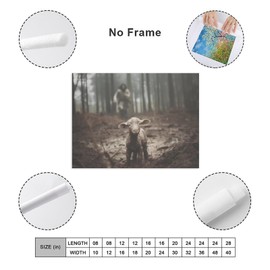 Jesus Christian Canvas Wall Decor for Prayer Gifts for Women Boys Girls Indoor Jesus And Lamb Running After Lost Lamb,Leaves The 99,for Living Room Bedroom Church Home 16x12inch(40x30cm) Unframed