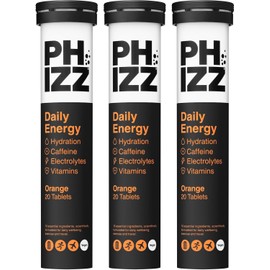 Phizz Electrolytes, Multivitamin & Hydration – 60 Orange Energy Effervescent Tablets with 18 Vitamins & Minerals, Vitamin C – Vegan, Vegetarian, Low Calorie