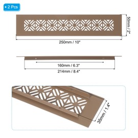 PATIKIL 10 x 2 Inch Door Air Vent Cover, 2 Pcs Heavy Duty Aluminum Grille Ventilation Cover Louvered with Mounting Screws for Cabinet Wardrobe Door, Brown
