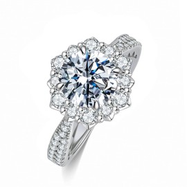 Elio Passero 1.5CT Women's Moissanite Engagement Rings Clarity Moissanite Rings Promise Wedding Rings for Women 925 Sterling Silver with 18K White Gold plated Flower shape Rings Size4.5