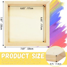 Fireboomoon 6 Pack Square Wood Panels,Unfinished Blank Wooden Canvas Cradled Painting Panel Boards for Craft,Drawing,Painting,Pouring,Wood Burning(8" x 8"/20cm x 20cm)