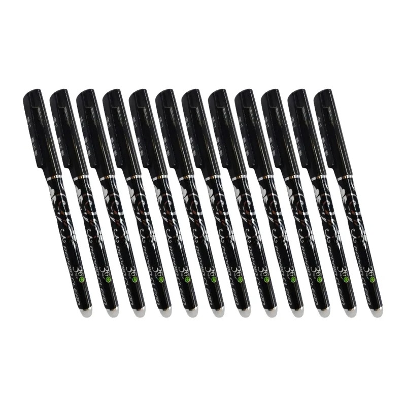 Set 12 Plumas Borrables Crown 4370-A Boligrafo Lapicero Color Negro