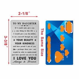 Daughter Birthday Card Gifts from Mom Dad, Daughter Wedding Graduation Engraved Wallet Card Presents