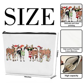 Sldpngo Christmas Makeup Bag Christmas Purses for Women Christmas Travel Organizer Travel Toiletry Bag Christmas Season Cosmetic Bag for Women Cow Gifts for Christmas Farmer Cow Lover