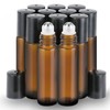 PrettyCare Roller Bottles For Oils 10 ml (Amber Glass, 12