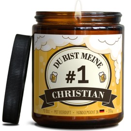 Personalisierte Bier Duftkerze als Partner Geschenk | Handgemacht in DE aus Sojawachs | In Geschenkbox | Valentinstag Geburtstag | Ehe Mann Freund Frau Freund Jahrestag Männer |Bier Duft