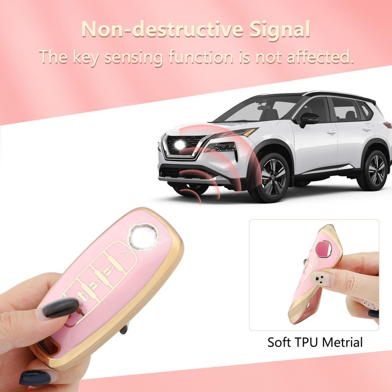 Dargoose Key Fob Cover for Nissan Rogue Pathfinder 2023 Pink