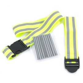 Safety Set Reflective Belt + Wrist Strap + 10 Bicycle Spoke Reflectors