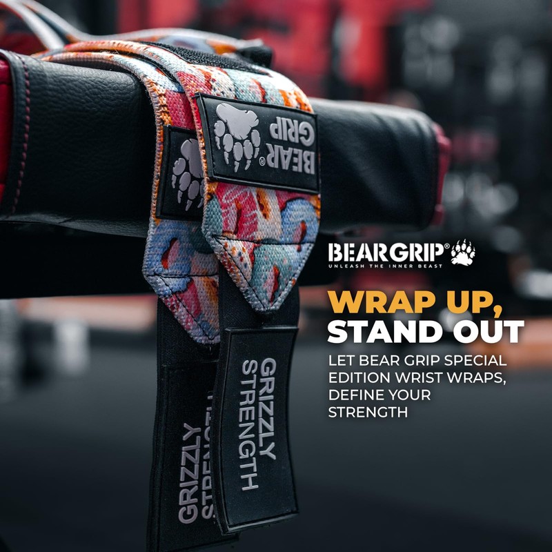 BEAR GRIP SPECIAL EDITION Premium weight lifting wrist support wraps